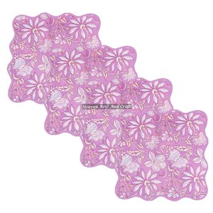High Quality <b>Wood</b> <b>Block</b> Print Custom Table Scallop Napkin Hotel Restaurant Use <b>Wood</b> <b>Block</b> Print Colored 100% Cotton Made Premium - Product Image 3