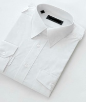Chemise de pilote blanche personnalisée en gros, de bonne qualité, uniforme uni pour hommes, uniforme d'hôtesse de l'air, confortable, respirant, durable