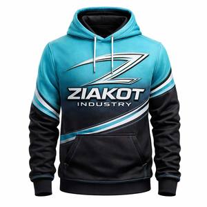 Fabricante y Proveedor de Sudaderas con Capucha Deportivas Personalizadas con Impresión y Costuras a Medida en Color Negro Aqua Degradado - Product Image 1