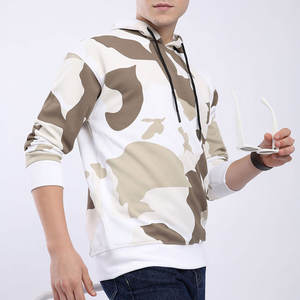 Sweat à capuche zippé 100 % coton tendance camouflage pour hommes et femmes, broderie fine, coupe ample en pur coton - Product Image 5