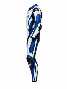 Men's Full Sleeve Motorcycle Racing <b>Suit</b> <b>White</b> Blue Leather Breathable Color Blocked Front Logo Adult All Seasons Motorcycle - Product Image 6