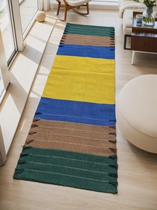 Alfombra Contemporánea de Chenilla Tejida con Patrón Impreso en Colores Verde, Marrón, Azul y Amarillo, para Uso Doméstico, con Base de Yute - Product Image 2