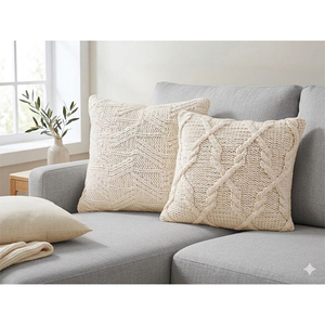 Luxury Cotton Woven Knitted Throw Pillow <b>Cover</b> Soft Textured <b>Cushion</b> <b>Cover</b> for Home Decoration - Product Image 2