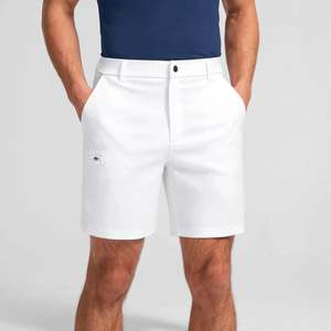 <b>Men's</b> <b>White</b> Oxford Bermuda Shorts Mid Waist Button Fly Casual Solid Color Pockets Woven Fabric - Product Image 1