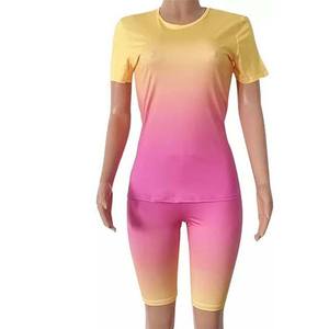 Breathable Solid colour <b>Tie</b>-<b>Dye</b> Shorts Women Clothing <b>Tie</b> <b>Dye</b> Two Pieces Crop Top and Short <b>Set</b> Custom Cropped short <b>Set</b> - Product Image 6