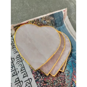 Precio de Fábrica al por Mayor: Posavasos de Cuarzo Rosa Natural en Forma de Corazón, Artesanía de Cristal, Minerales de Roca, Regalo Romántico, Rodajas - Product Image 1