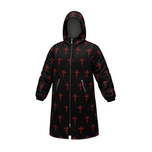 Unisex Swimming <b>Parka</b> Coat, Long <b>Waterproof</b> <b>Jacket</b> with Soft Inner Lining, Hooded Design for Maximum Comfort With Cross Design - Product Image 1