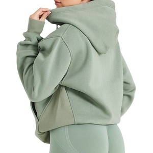 Sweat à capuche haut personnalisé pour femmes à manches longues salon classique sweat à capuche zippé surdimensionné léger en coton Streetwear vêtements d'entraînement - Product Image 4