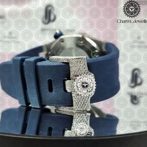 Charm Jewells Montre de luxe en acier inoxydable pour hommes, cadran de 40 mm, verre cristal, bracelet en acier inoxydable, mouvement mécanique, date automatique - Product Image 4