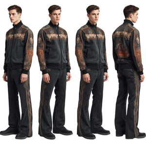 Conjunto Deportivo Casual para Hombre, Estilo Moderno con Bordado Vintage y Cierre Completo - Product Image 4