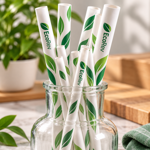 Pajitas de Papel Biodegradables ECOREV de 200 mm, 8 mm de Diámetro Interior, Estilo Minimalista para Regalos - Product Image 1