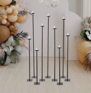 Elegant Modern Black Steel <b>Candle</b> Stand Set of 7 Tiered Height Home Decoration At <b>Cheap</b> Price - Product Image 4