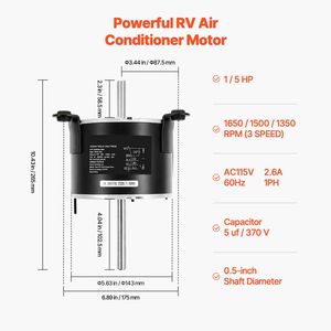 Motore Ventilatore AC Monofase 1/5HP 115V 2.6A 1650 RPM a 3 Velocità per RV, Compatibile con Dometic Brisk Air I Model - Product Image 4