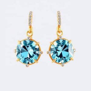 Wholesale Elegant Vintage 925 Sterling Silver Rhodium Plated Earrings with Blue Topaz and <b>Pearl</b> for Women Weddings and Parties - Product Image 1