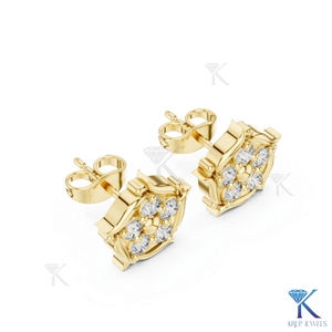 Lab Grown Diamond Geometric Floral Star <b>Stud</b> Earrings 14K 18K Solid Gold 5 Stone Cluster Women Jewelry Wedding Party Anniversary - Product Image 5
