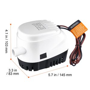 Pompe à eau de cale submersible automatique 12V 1100 GPH avec interrupteur à flotteur et diamètre de sortie de 1,1 po pour petits bateaux - Product Image 4