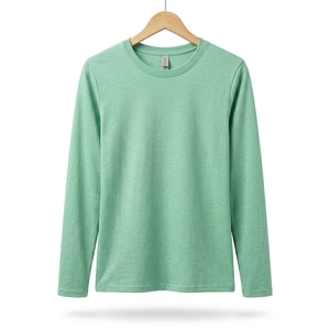 2022 Regular Crew Neck Full Sleeved Eco-Friendly Breathable Quick Dry Women's 100% Cotton High Quality Plain Dyed 200g T-<b>shirts</b> - Product Image 5