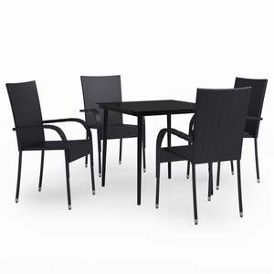 Set da pranzo Patio nero da 5 pezzi - Product Image 2