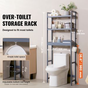 Scaffale portaoggetti in bambù a 3 livelli con 3 ganci, organizer da bagno autoportante regolabile per montaggio ad angolo, accessorio per il bagno - Product Image 2