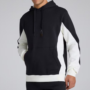 Ensemble de survêtement pour homme avec sweat à capuche color block, noir et blanc, de qualité supérieure, style streetwear moderne - Product Image 3