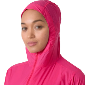 Women's <b>Pink</b> Hooded Windproof <b>Jacket</b> Full Sleeve Zipper Closure Lightweight Polyester Spring Wear - Product Image 6