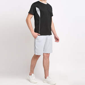 Ensemble t-shirt et short de luxe blanc personnalisé de haute qualité, en coton, deux pièces, été, pour homme - Product Image 6