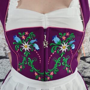 Women's Bavarian Dirndl <b>Dress</b> Knee-Length A-Line With Floral Embroidery Short Sleeve Traditional Folk Costume - Product Image 5