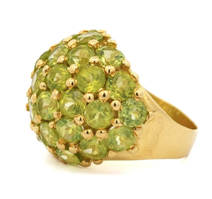 Bague de cocktail pour femme plaquée or 24 carats avec pierres rondes en péridot naturel serties pavé, style glamour, cadeau pierre de naissance d'août - Product Image 4