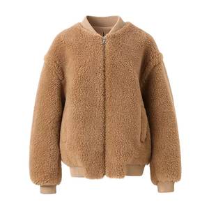 Nuevas Chaquetas Sherpa Camel con Logotipo Personalizado al por Mayor para Mujer, Prendas de Invierno Vintage, Chaquetas de Moda Urbana con Cierres de Cuero de Alta Demanda - Product Image 1