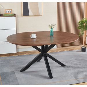 Tavolo da Pranzo Allungabile 120/160/200x120x75cm con Piano in MDF e Gambe in Metallo per Ufficio o Caffetteria - Product Image 1
