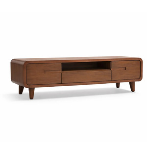Meuble de salon en bois massif de style mid-century modern avec 2 tiroirs et 1 étagère de rangement pour usage intérieur - Product Image 5