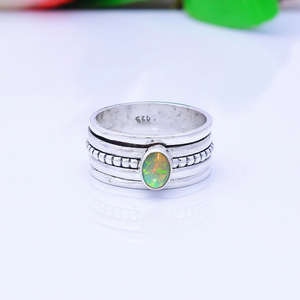 Natural Ethiopian <b>Opal</b> Spinner <b>Ring</b> 925 Sterling <b>Silver</b> Handmade Anxiety Fidget <b>Ring</b> Jewelry - Product Image 5