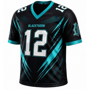 Uniforme de Fútbol Americano Sublimado con Cuello en V, Manga Corta, Spandex/Poliéster, Blanco y Negro, Transpirable, de Secado Rápido - Product Image 4