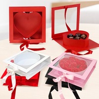 Boîte cadeau en PVC transparent de haute qualité, carrée et en forme de cœur, pour bouquet de roses préservées, emballage pour la Saint-Valentin