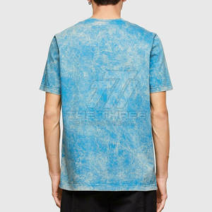 Camiseta al por mayor con logo personalizado estampado, lavado ácido, para hombre, manga corta, uso casual, 100% algodón, corte holgado, camiseta con lavado ácido. - Product Image 2