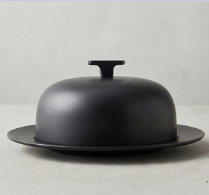 Mantequillera de aluminio negro mate redonda hecha a medida con tapa hermética para conservar la frescura, vajilla de cocina - Product Image 4