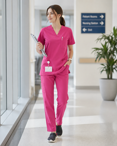 Conjunto de Uniformes Médicos Unisex con Logotipo Personalizado, Uniforme de Enfermería para Hospital, Cuello en V, Jersey Elástico de Algodón, Fabricante OEM para el Sector Sanitario - Product Image 1