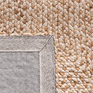 Tapis rectangulaire classique en jute avec bordure beige, tissage plat, dos antidérapant, pour couloir et usage domestique - Product Image 3