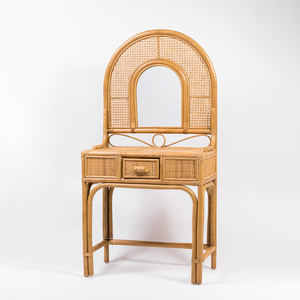 Makeup <b>Vanity</b> <b>Table</b> Set Rattan <b>Dressing</b> <b>Tables</b> <b>Vanities</b> With <b>Mirror</b> and Chair Bedroom Furniture - Product Image 2