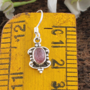 Boho Natural Pink Tourmaline Earring S925 Silver <b>Handmade</b> <b>Jewelry</b> Vintage Style Studs October Birthstone Gift Unique Earrings - Product Image 5