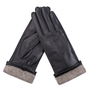 Gants d'hiver en cuir tendance pour femmes, doublés de soie, confortables, pour le cyclisme, gants tactiles simples - Product Image 4