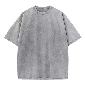 OEM ODM New Design Customizable 100% Cotton Formal <b>Men</b> T-<b>Shirt</b> Loose Fit Acid Wash Drop Shoulder Boxy <b>Silk</b> Screen Printed - Product Image 1