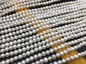 Perles d'eau douce blanches AA 5,5-6,5 mm, perles en forme de pomme de terre, perles en vrac, brin de perles, vente en gros, fournitures pour la fabrication de bijoux - Product Image 2