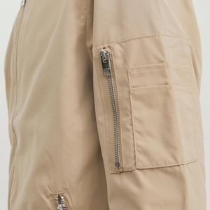 Chaqueta Bomber de Color Sólido para Hombre, Cierre de Cremallera, Cuello Alto, Estilo Casual, Ropa de Otoño, 100% Poliéster, Corte Regular - Product Image 3