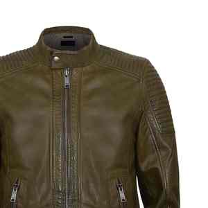 Veste en cuir d'agneau pour homme, style streetwear, col montant, imperméable et respirante, vente en gros - Product Image 6