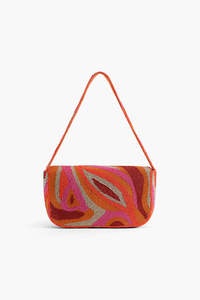 Sac Baguette Élégant en Toile de Coton Faite Main avec Broderie de Perles, Sac à Bandoulière Tendance pour Femme, Sac à Main de Soirée Designer avec Perles de Rocaille - Product Image 4