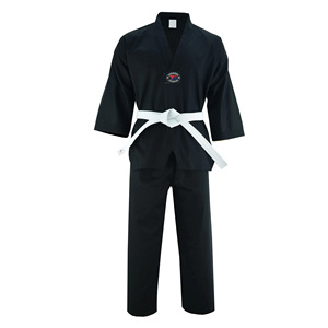 Uniforme de Taekwondo Negro para Hombre con Cinturón Blanco, Ropa de Artes Marciales de Algodón Resistente, Corte Regular, Talla Adulto - Product Image 2