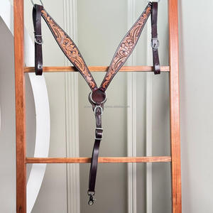 El más nuevo cuello de pecho occidental de cuero mecanizado a mano con diseño Floral tachuela de caballo ajustable para Trail Rodeo Roping & Ranch Riding - Product Image 4