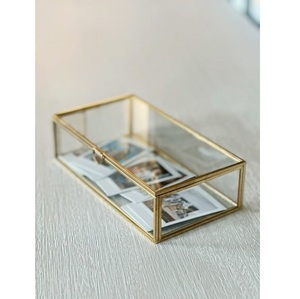 Elegance Glass Jewelry Box Set 3 <b>Black</b> Metal Frame Stackable Storage Organizer Customizable Size High Quality for Home Decorate - Product Image 5