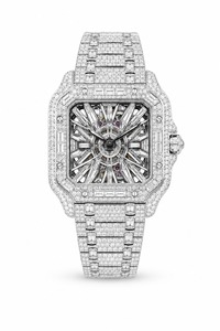 Montre de luxe unisexe avec diamants, boîtier carré en acier inoxydable, mouvement mécanique analogique, verre saphir, fermoir déployant, 44 mm - Product Image 2